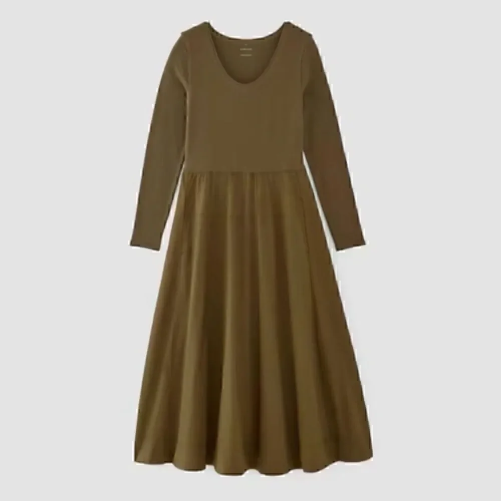 NWT Everlane Riviera Long Sleeve Midi Dress Olive Green Small Sustainable - Picture 3 of 3